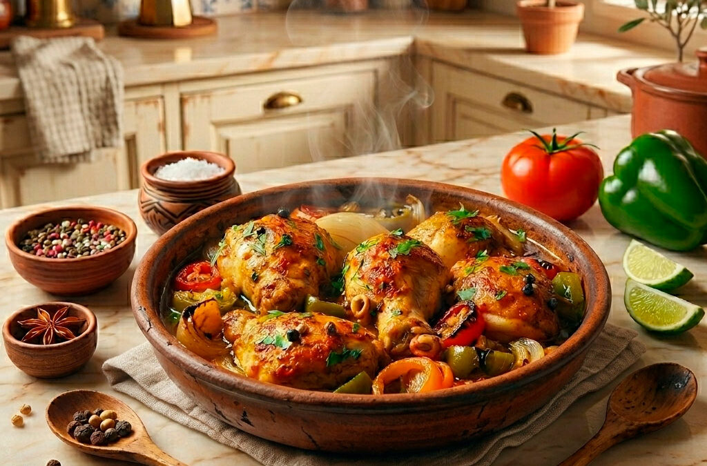 Pollo al Ajillo con Sofrito de Verduras